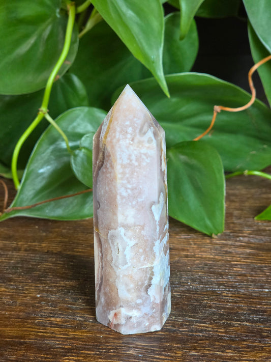 Flower Agate Crystal Point Tower "F"