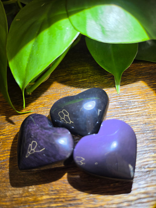 Rainbow Obsidian Crystal Heart Carving (One Piece)