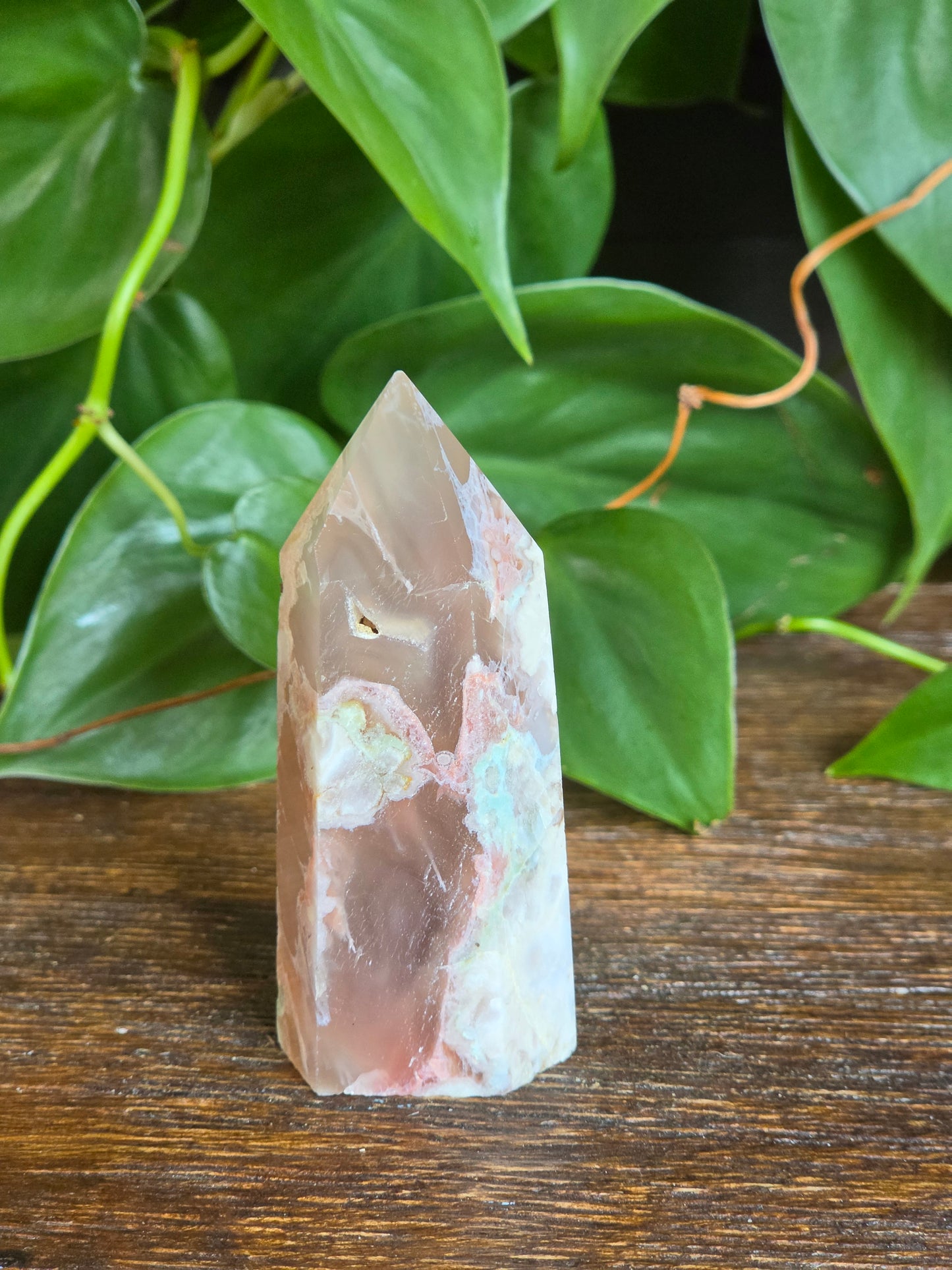 Flower Agate Crystal Point Tower "D"