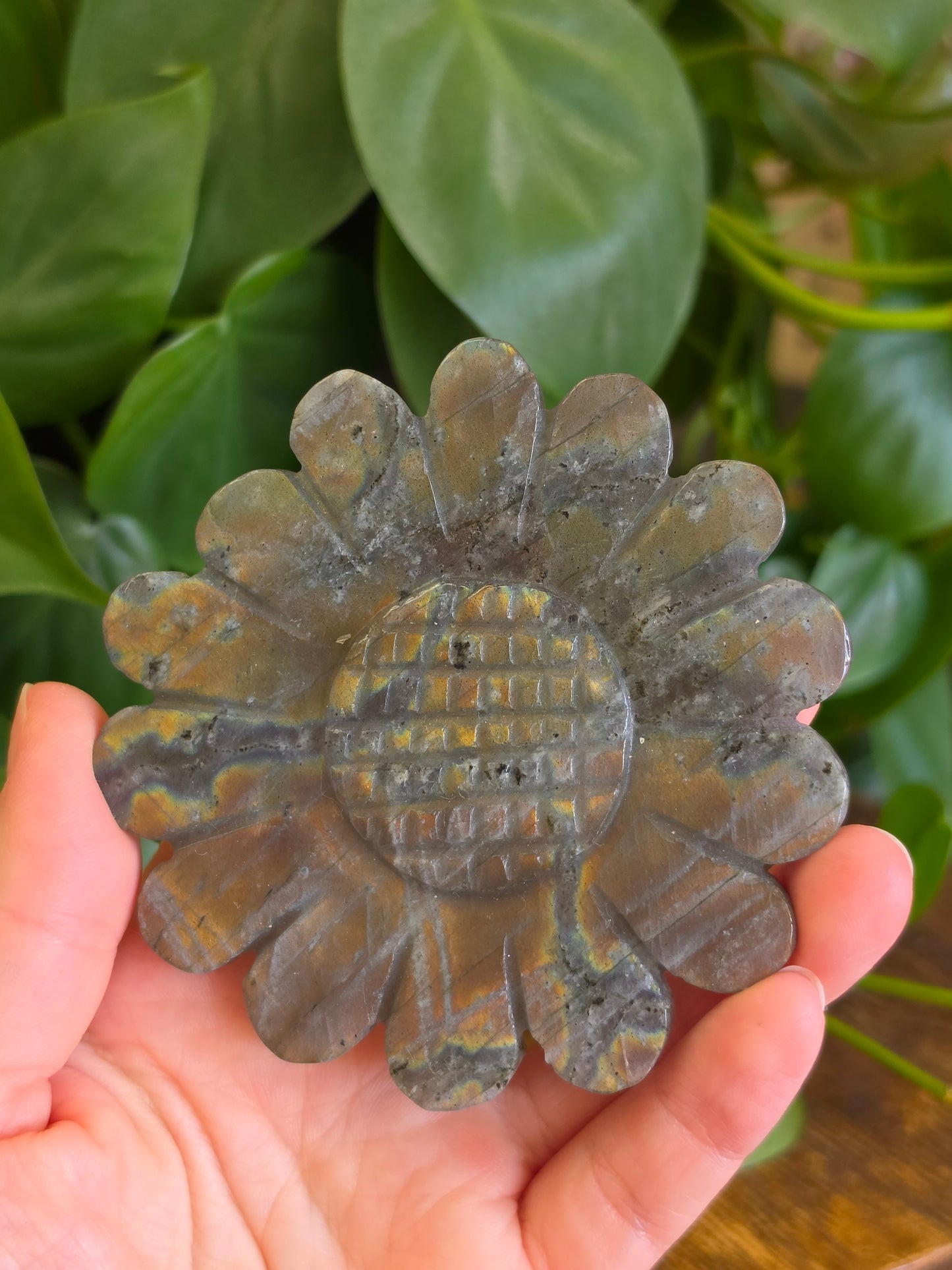 Labradorite Sunflower Carving
