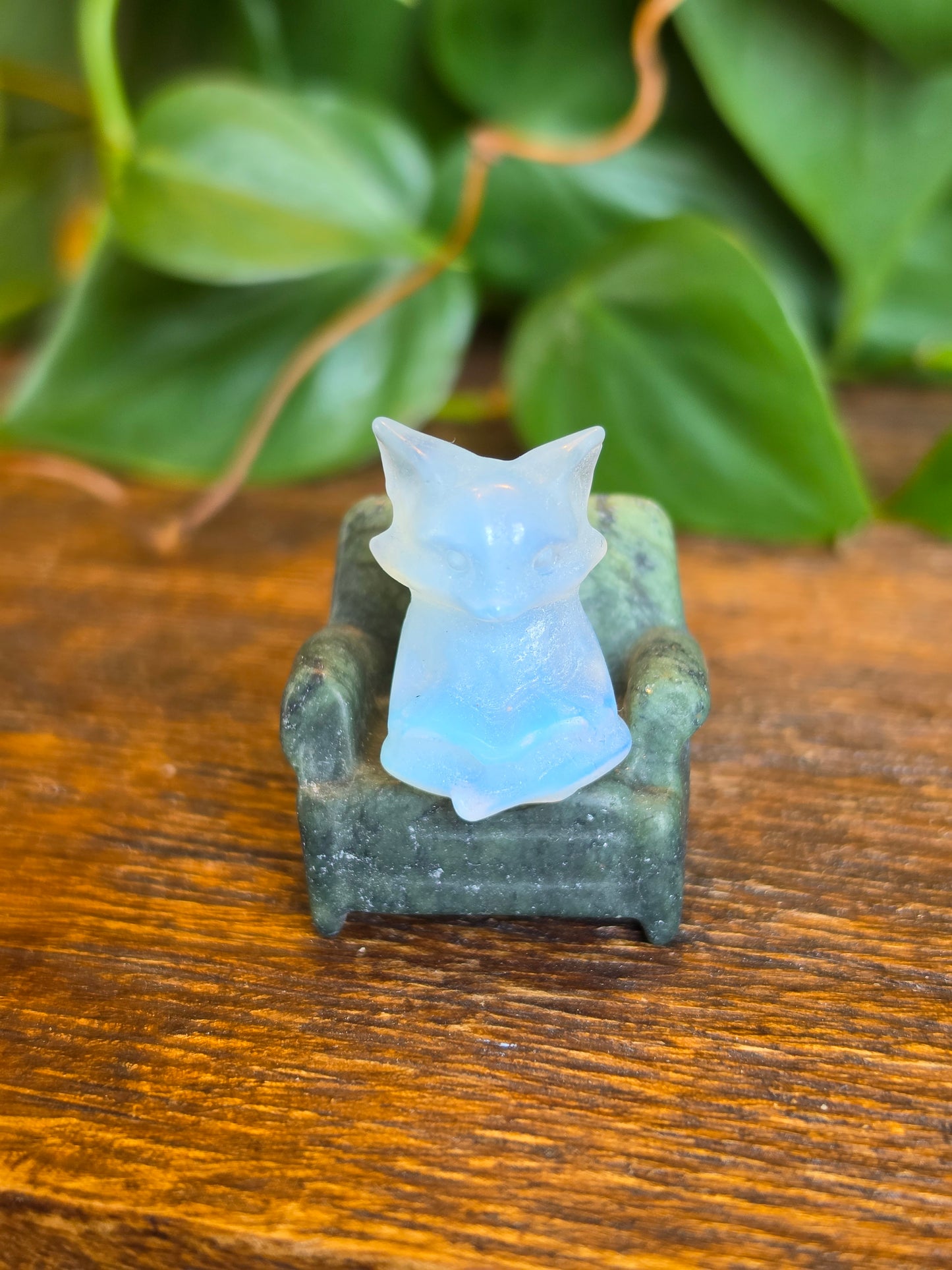Opalite Fox on a Serpentine Chair