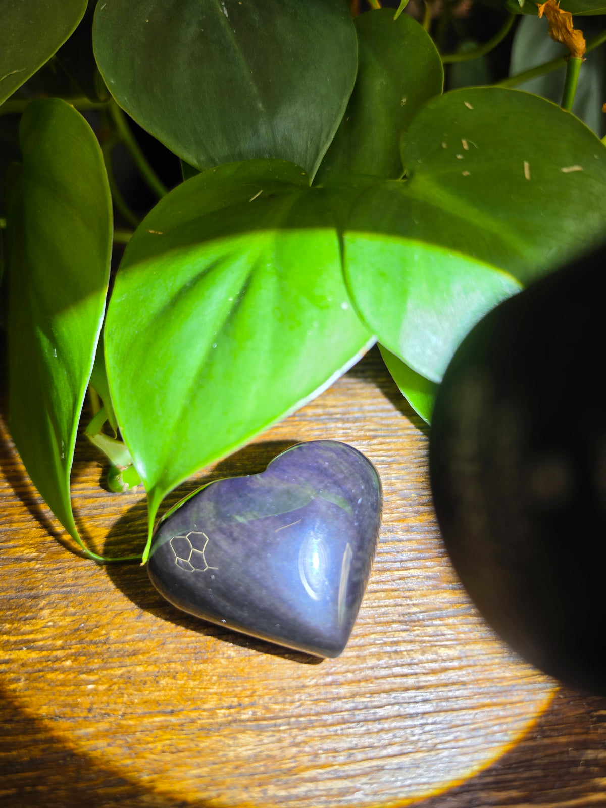 Rainbow Obsidian Crystal Heart Carving