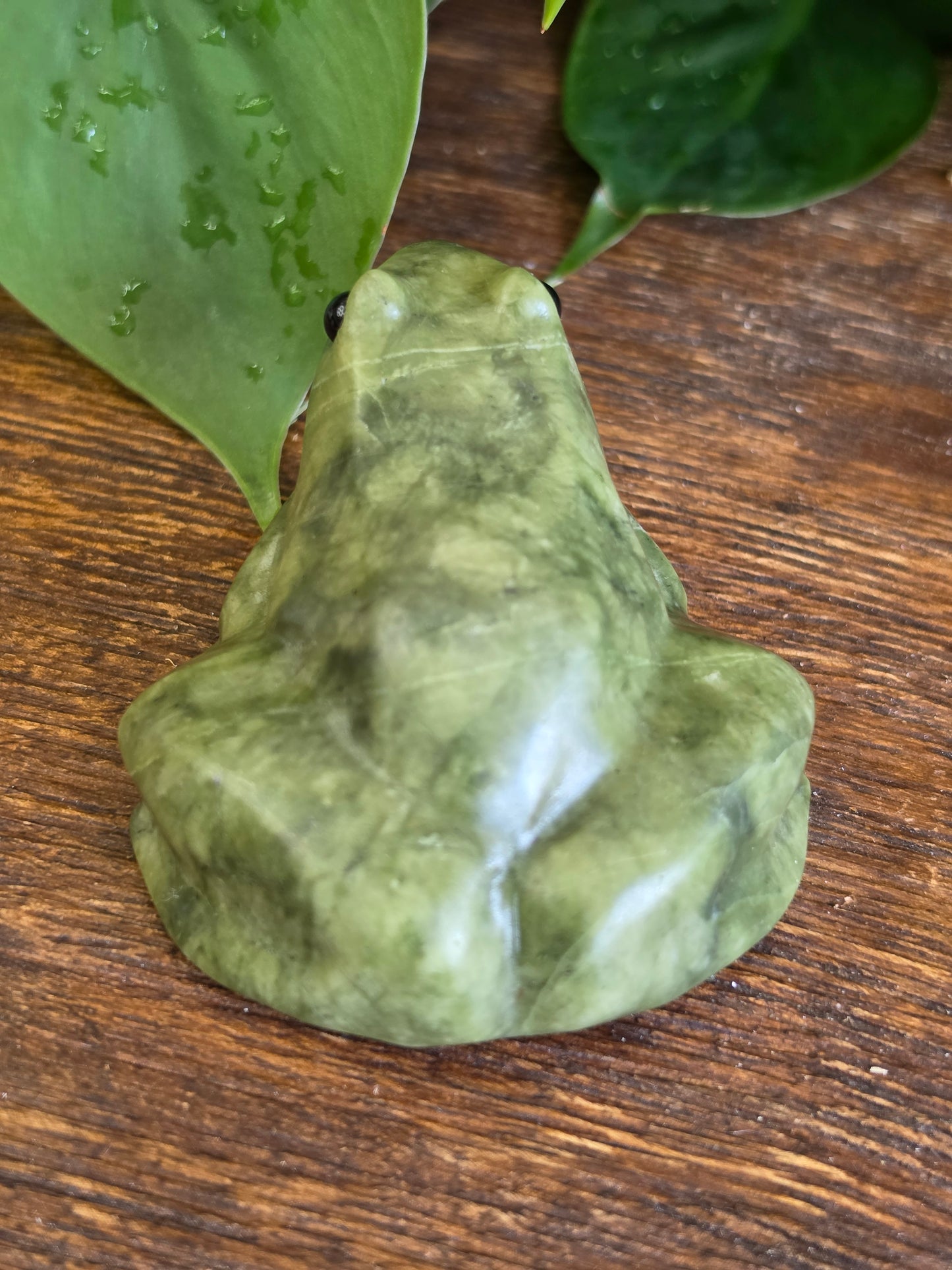 Serpentine Crystal Frog Carving