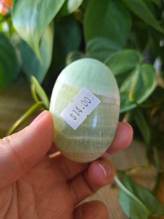 Pistachio Calcite Palm Stone