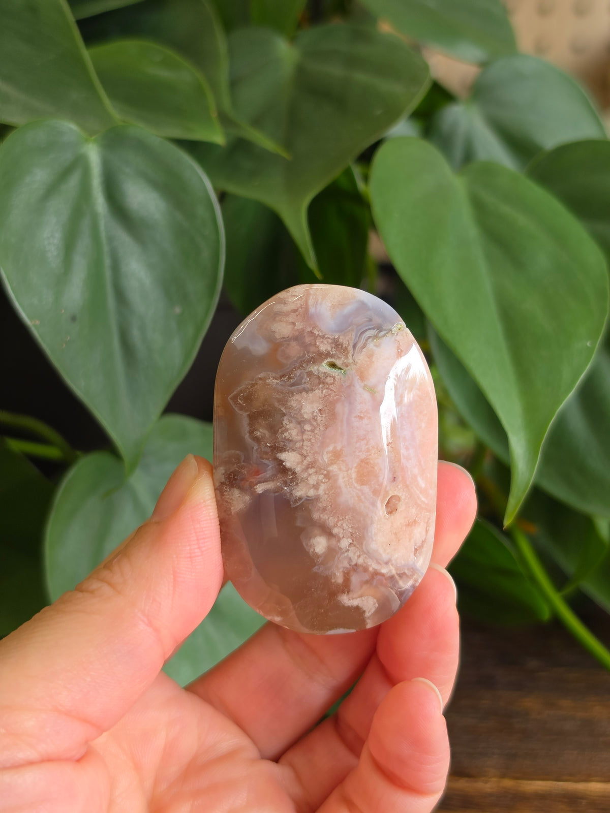 Flower Agate Crystal Palm Stone "G"