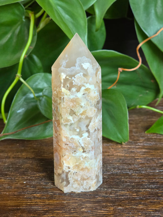 Flower Agate Crystal Point Tower "I"