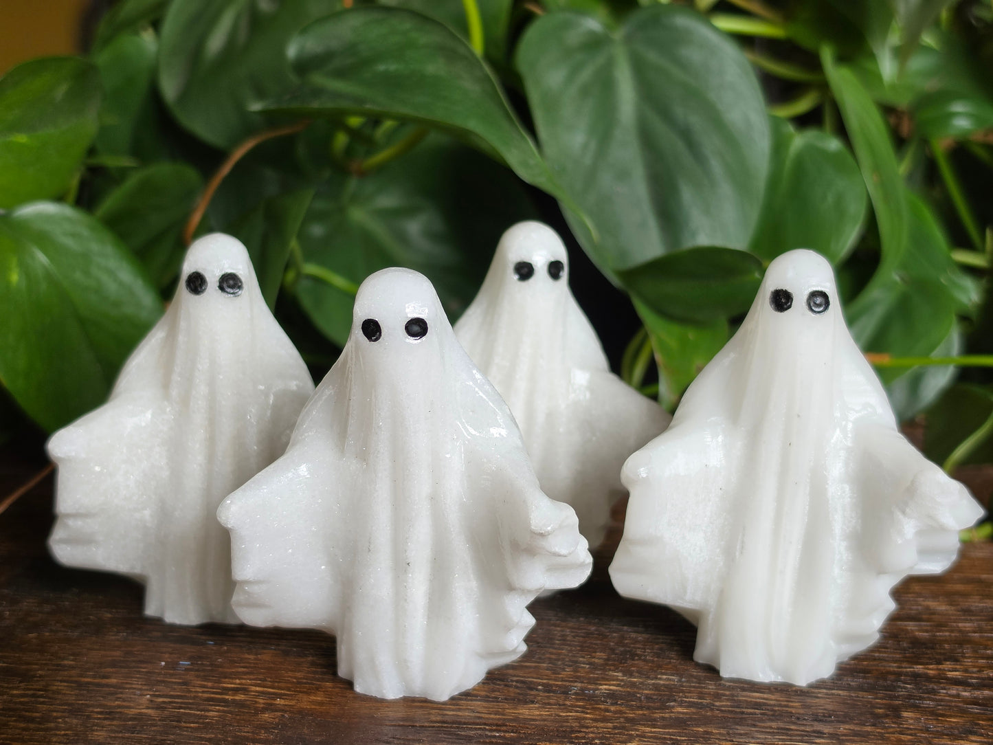 Calcite Marble Crystal Halloween Ghost Carving (One Piece)