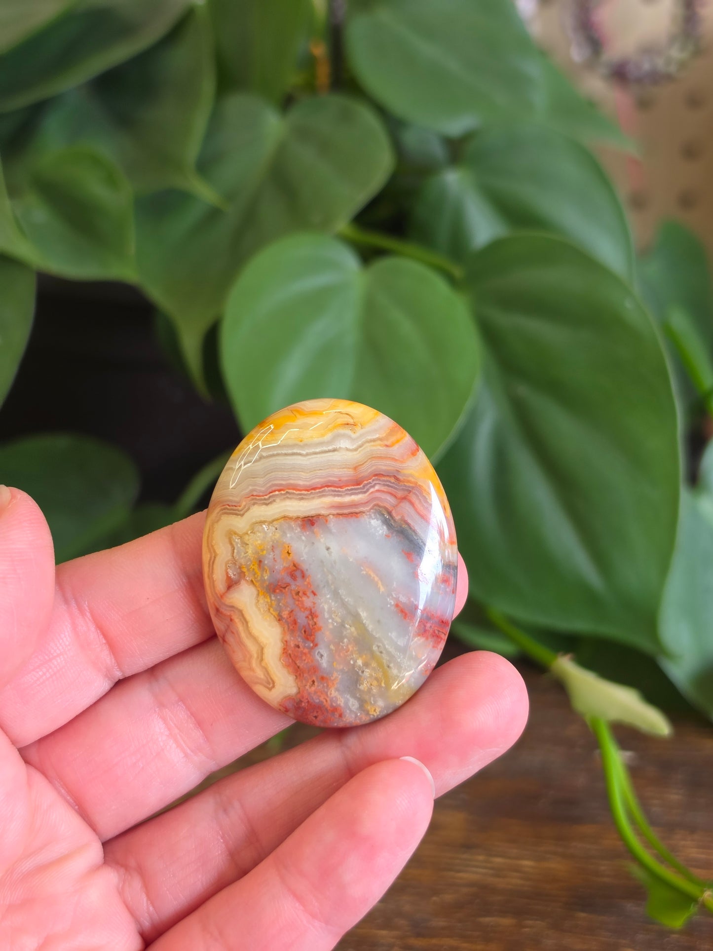 Mexican Crazy Lace Agate Crystal Worry Stone