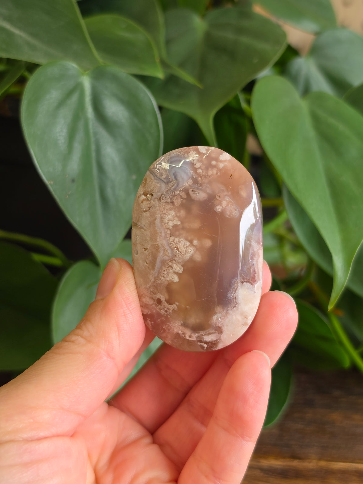 Flower Agate Crystal Palm Stone "G"