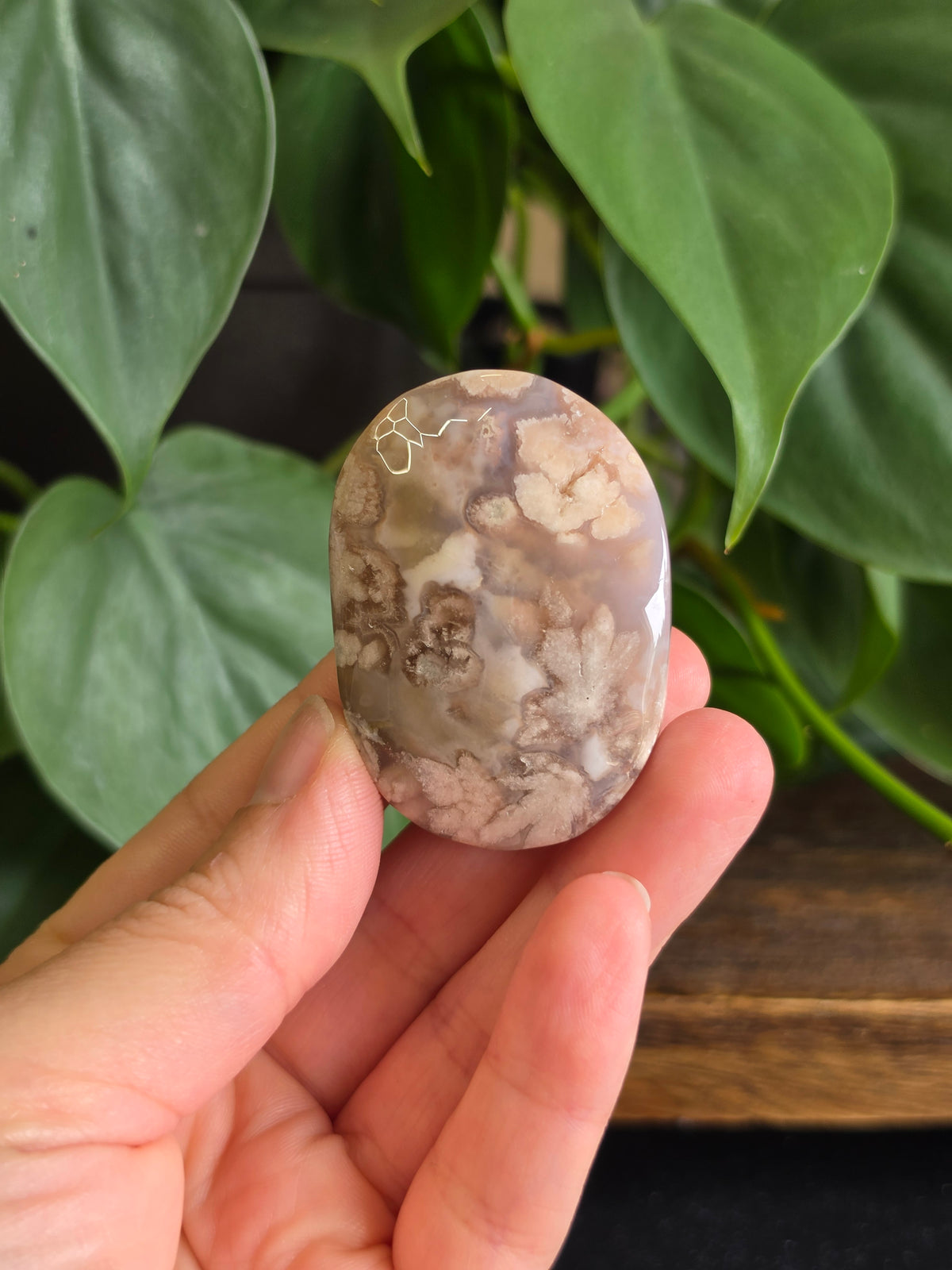 Flower Agate Crystal Palm Stone "A"