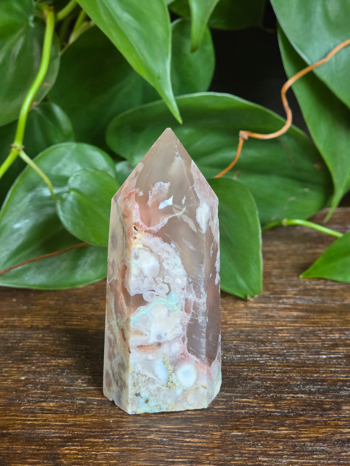 Flower Agate Crystal Point Tower "D"