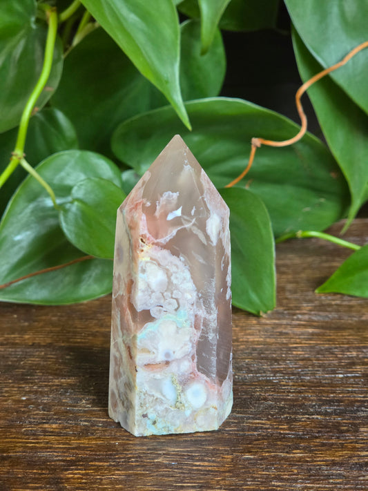 Flower Agate Crystal Point Tower "D"