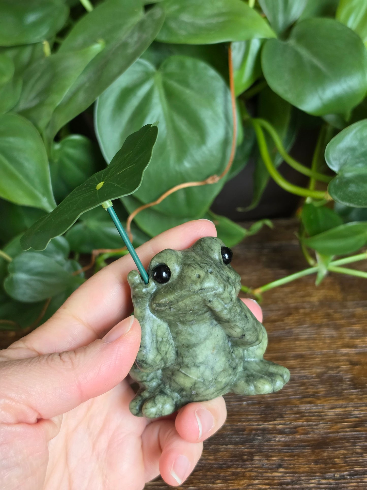 Serpentine Crystal Frog Carving "B"