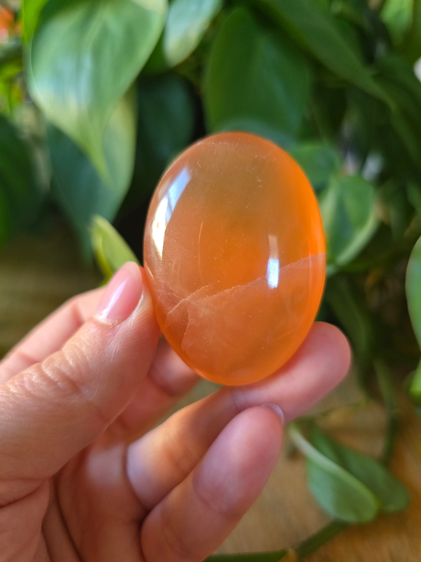 Honey Calcite Palm Stone