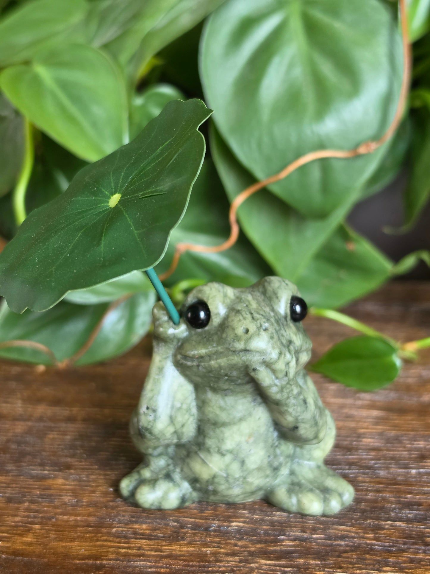 Serpentine Crystal Frog Carving "B"