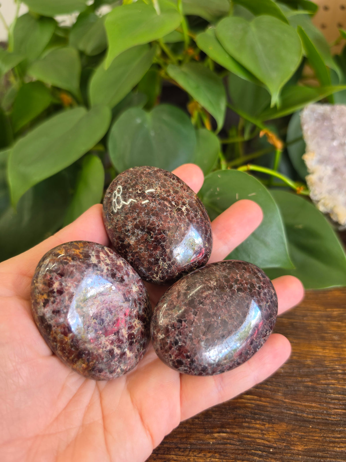 Garnet Crystal Palm Stone (One Piece)
