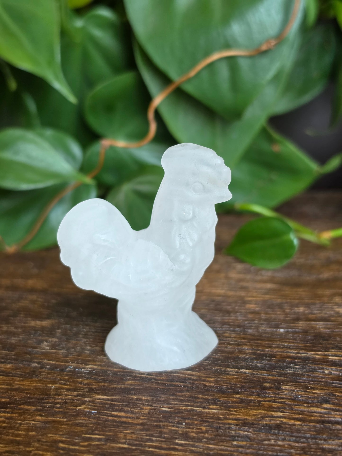 Clear Quartz Crystal Rooster Chicken Carving