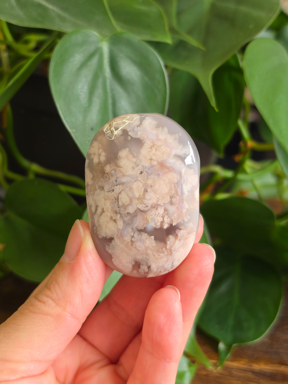 Flower Agate Crystal Palm Stone "B"