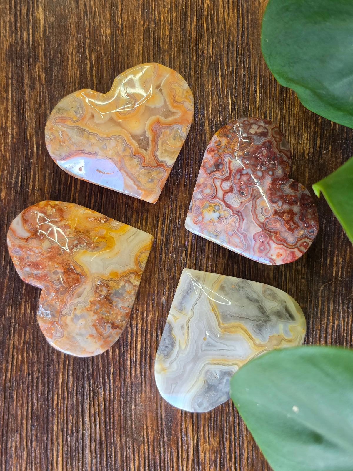 Mexican Crazy Lace Agate Crystal Heart Carving