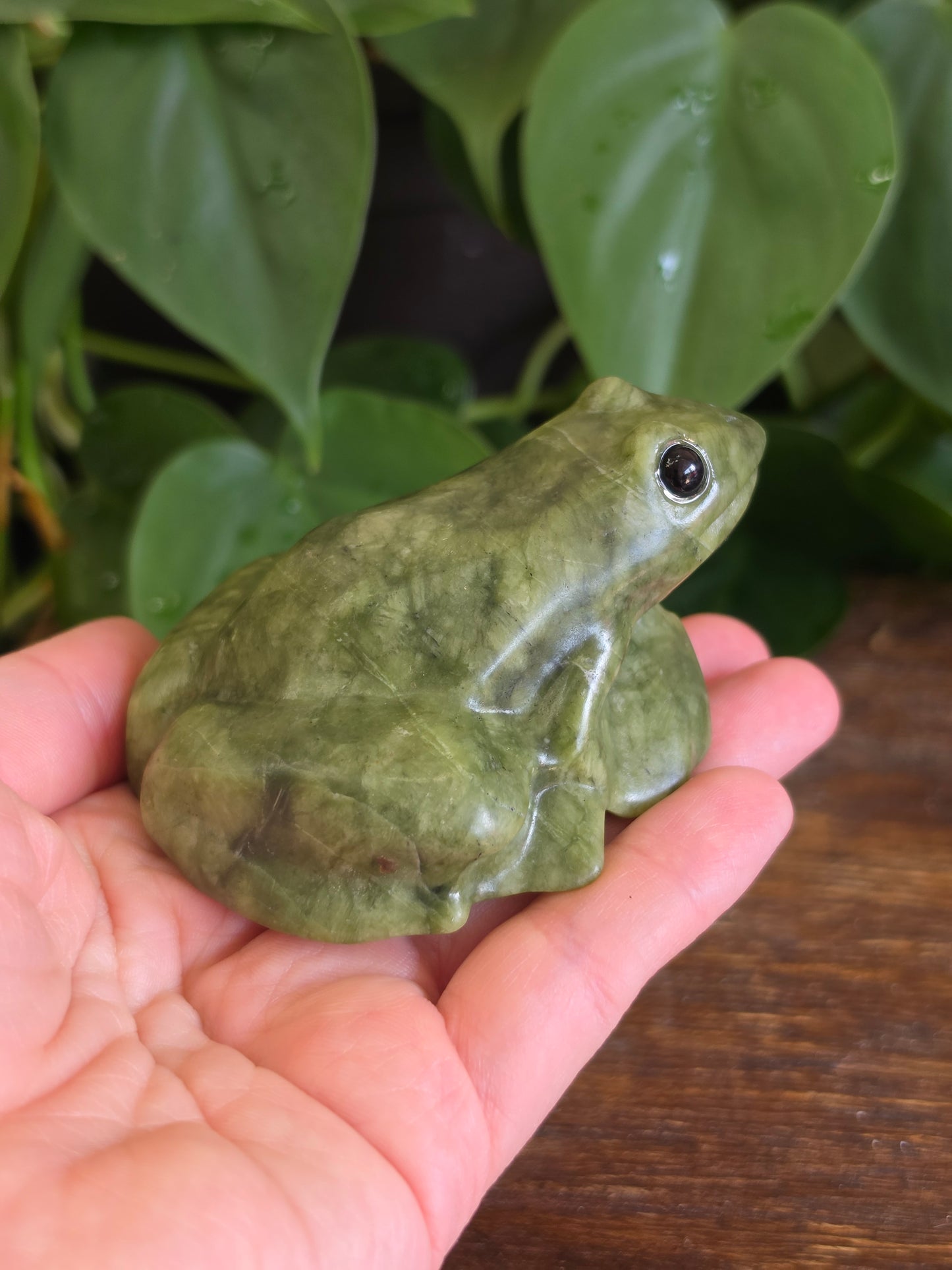 Serpentine Crystal Frog Carving
