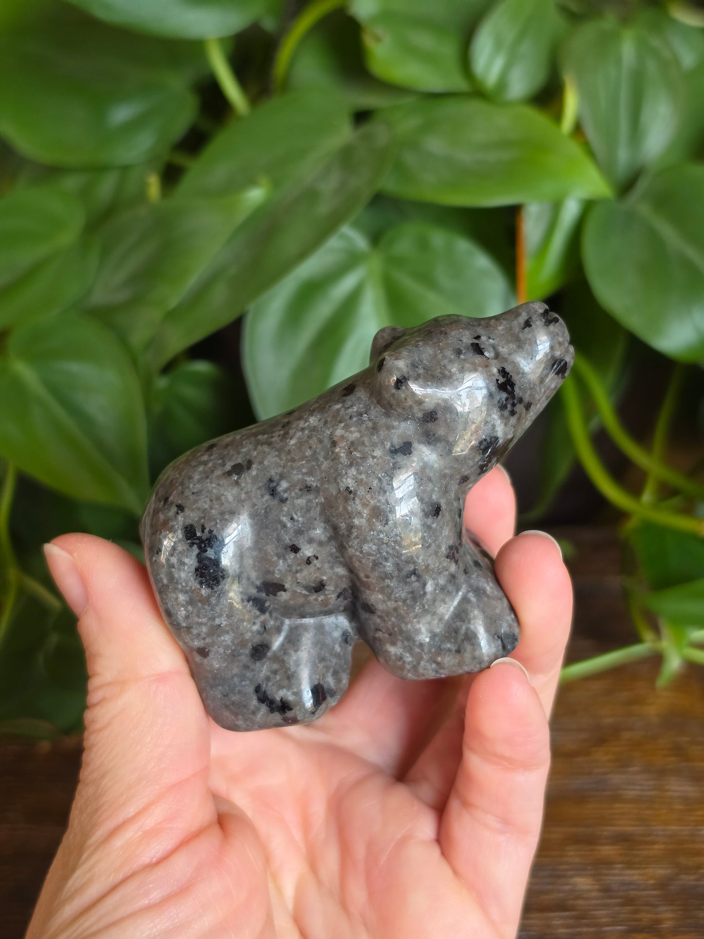 UV Reactive Sodalite (Yooperlite) Crystal Bear Carving