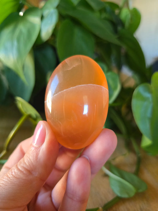 Honey Calcite Palm Stone