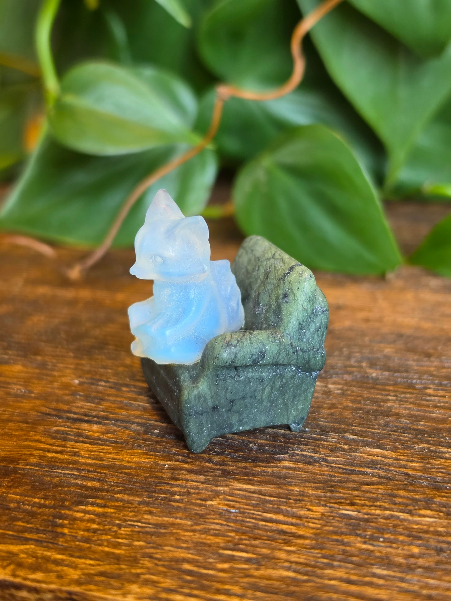 Opalite Fox on a Serpentine Chair
