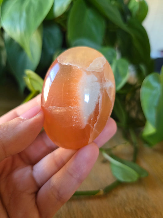 Honey Calcite Palm Stone