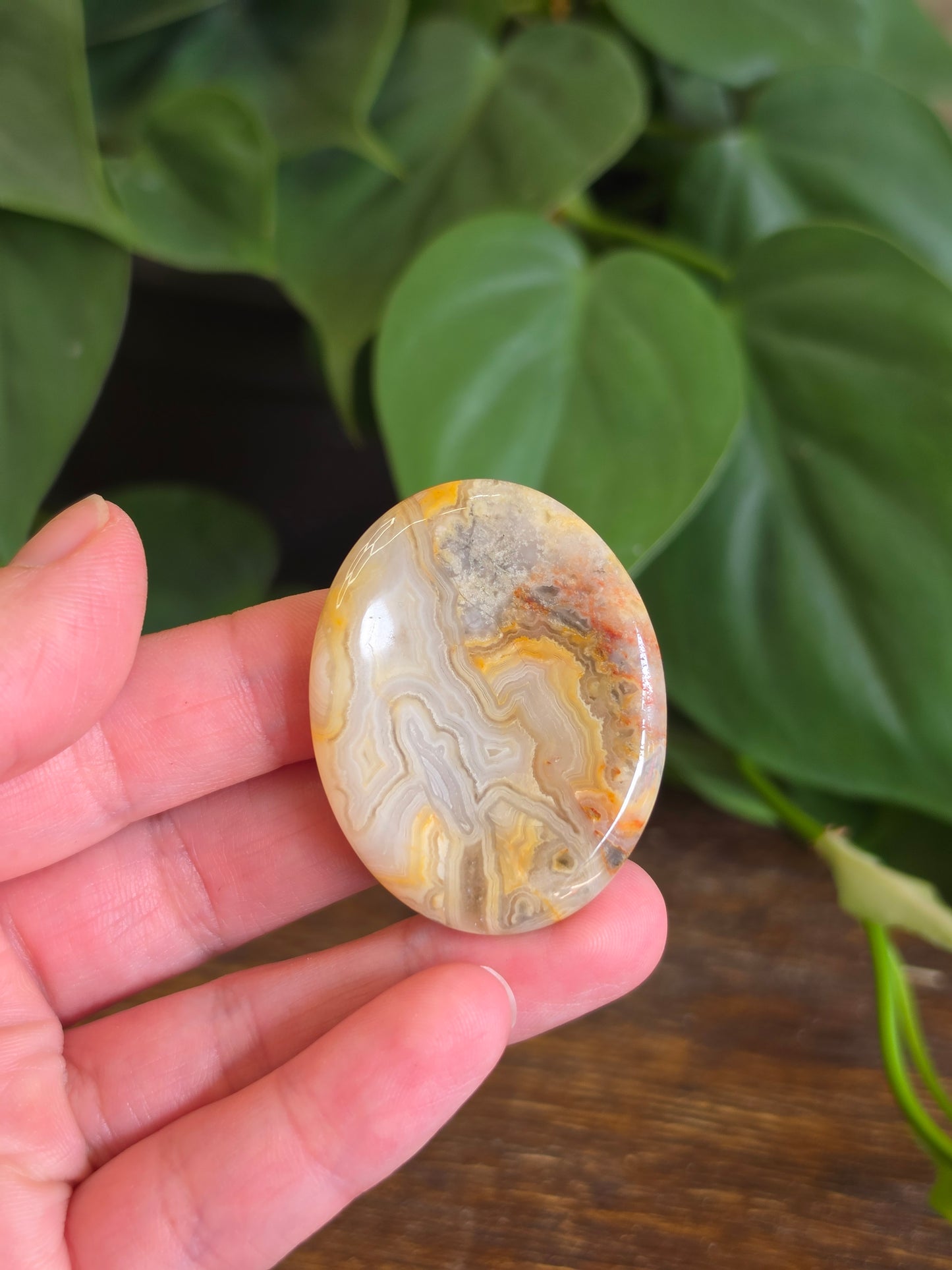 Mexican Crazy Lace Agate Crystal Worry Stone
