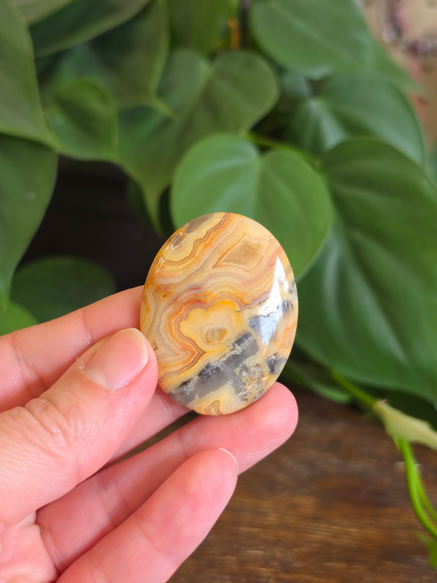 Mexican Crazy Lace Agate Crystal Worry Stone