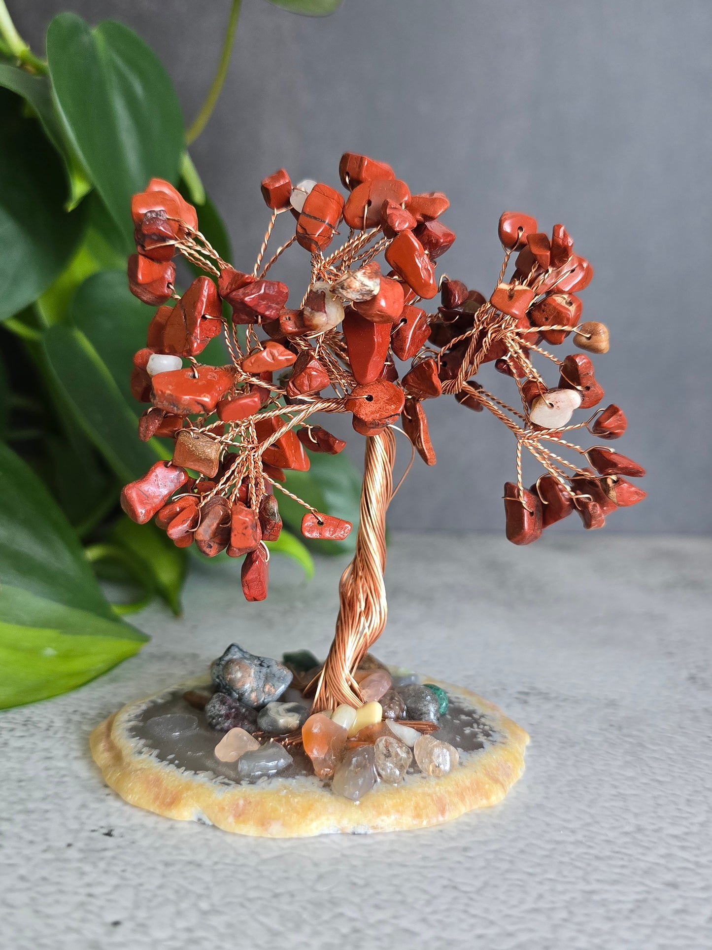 Red Jasper Chip Tree on Agate