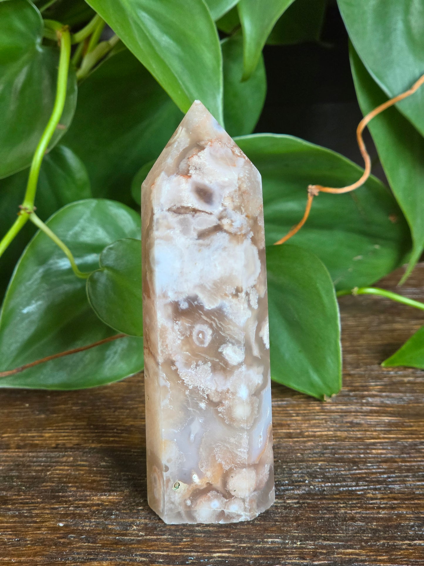 Flower Agate Crystal Point Tower "H"
